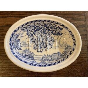 Mason's Crabtree & Evelyn blue white vintage soap dish cottage core 1990s